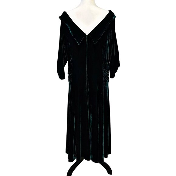 Unique Vintage Off Shoulder Velvet Maxi Dress 3/4 Sleeve Holiday Midi Party Gown - Picture 7 of 12